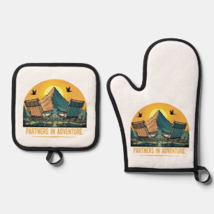 Ensemble De Gant De Cuisine Et De Manique Partenaires d'Aventure Camping Rétro à la Montag