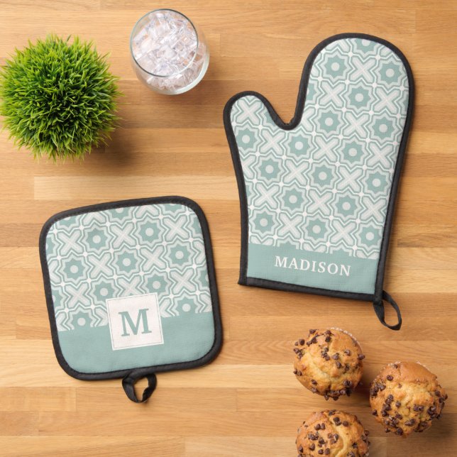 Ensemble De Gant De Cuisine Et De Manique Patterson lattice tangled (De haut en bas)