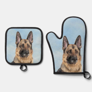 Ensemble De Gant De Cuisine Et De Manique Peinture berger allemande Tan mignonne Art chien o