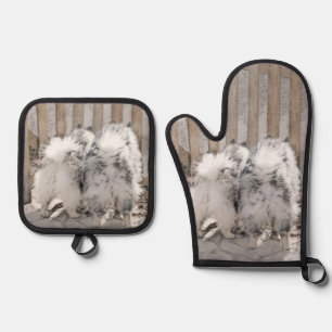Ensemble De Gant De Cuisine Et De Manique Peinture de Keeshond aux fesses à la porte Art de