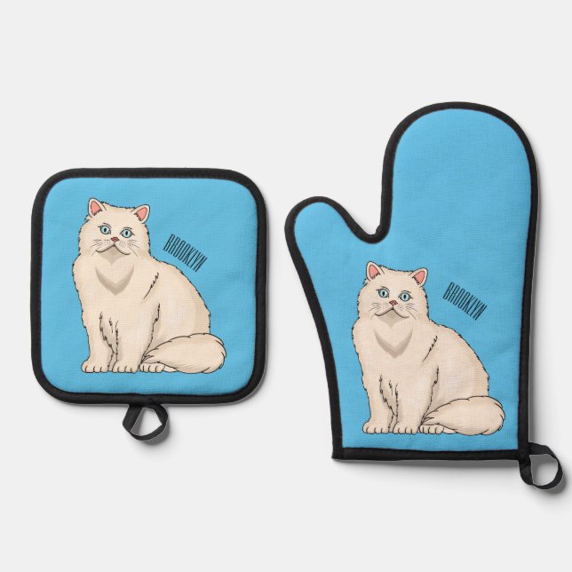 Ensemble De Gant De Cuisine Et De Manique Persian cat (Recto)