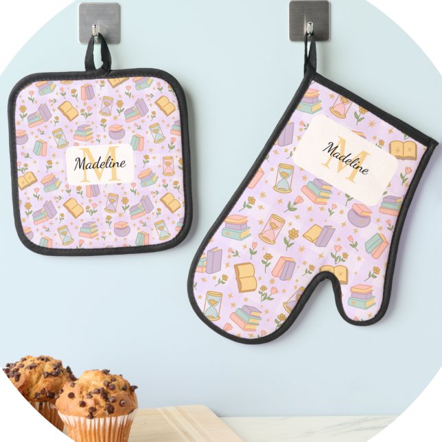 Ensemble De Gant De Cuisine Et De Manique Personalized Pastel Kitchen Magic Lavender (Créateur téléchargé)