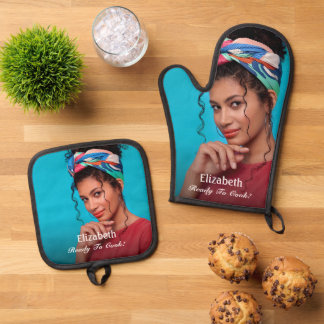 Ensemble De Gant De Cuisine Et De Manique Personnalisation De La Photo Prêt À Cuire Personna
