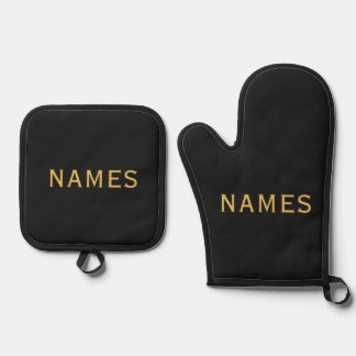 Ensemble De Gant De Cuisine Et De Manique Personnalisé avec 2 noms de famille ou surnoms