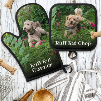 Ensemble De Gant De Cuisine Et De Manique Photo de chien personnalisée Ruff Ru