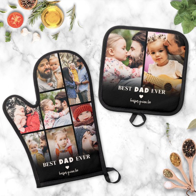 Ensemble De Gant De Cuisine Et De Manique Photo du meilleur papa (Best Dad Photo Oven Mitt & Pot Holder Set)