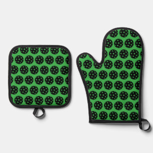Ensemble De Gant De Cuisine Et De Manique Pickleball Black Green Four Mitt Set