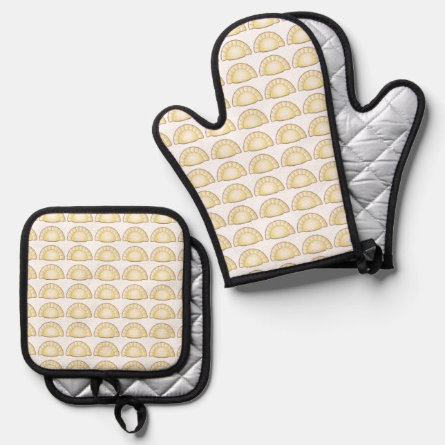 Ensemble De Gant De Cuisine Et De Manique Pierogi Oven Mitts (Recto/Verso)