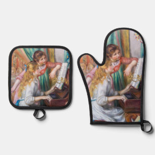 Ensemble De Gant De Cuisine Et De Manique Pierre Auguste Renoir - Jeunes filles au piano