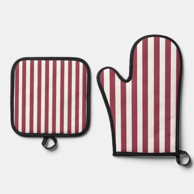 Ensemble De Gant De Cuisine Et De Manique Pink Stripes  (Recto)