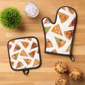 Ensemble De Gant De Cuisine Et De Manique Pizza