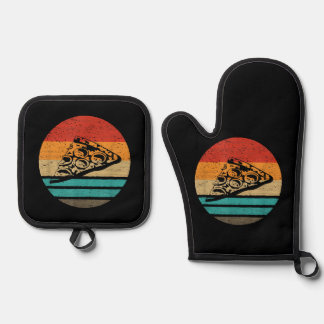 Ensemble De Gant De Cuisine Et De Manique Pizza Slice Retro Style Vintage