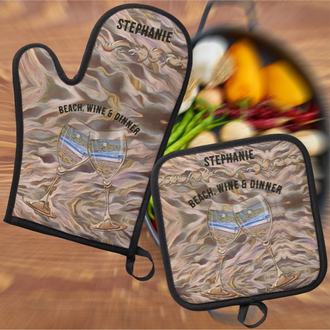 Ensemble De Gant De Cuisine Et De Manique Plage Vin & Los Muertos 786 (Créateur téléchargé)