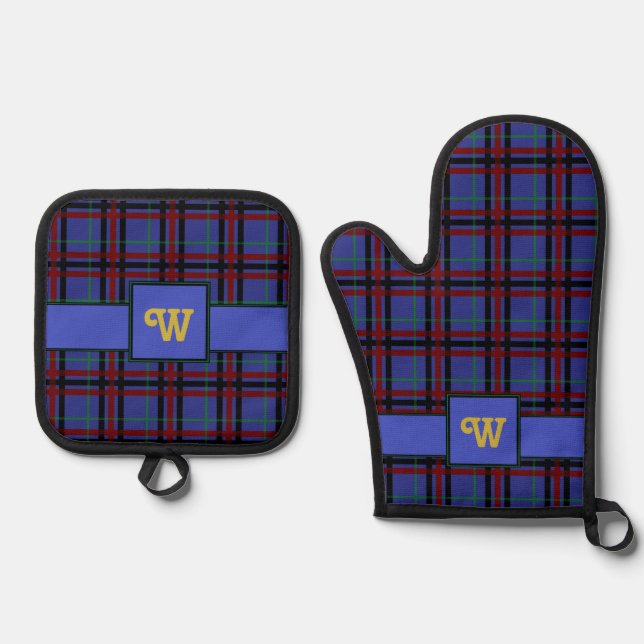 Ensemble De Gant De Cuisine Et De Manique Plaid aux tons de joaillerie (Recto)
