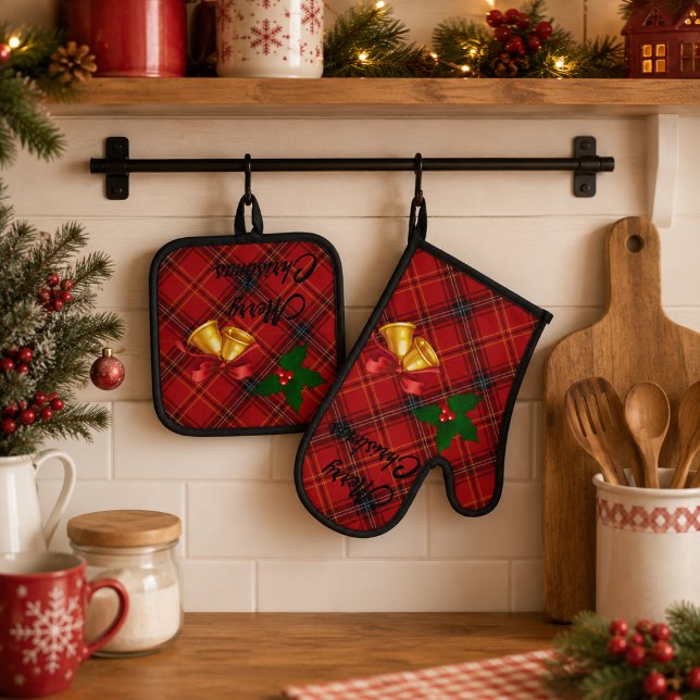 Ensemble De Gant De Cuisine Et De Manique Plaid de Noël (Créateur téléchargé)