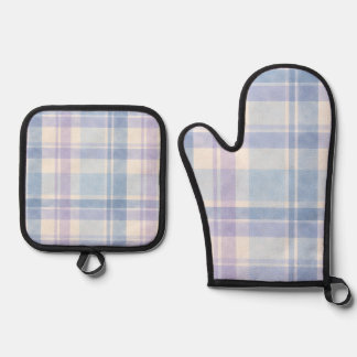 Ensemble De Gant De Cuisine Et De Manique Plaid pastel aquarelle doux