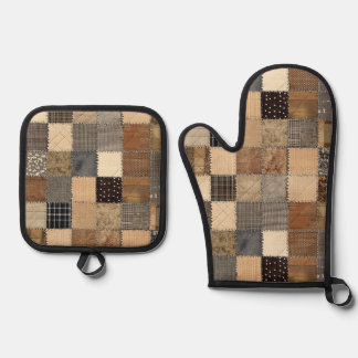 Ensemble De Gant De Cuisine Et De Manique Poche rustique Four Mitt et Pot Holder Set