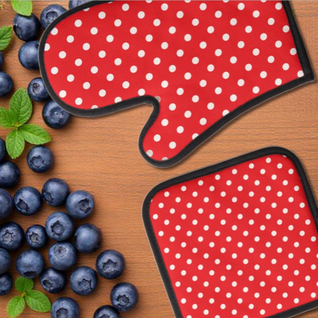 Ensemble De Gant De Cuisine Et De Manique Point Polka rouge (Créateur téléchargé)