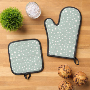 Ensemble De Gant De Cuisine Et De Manique Points Dalmatiens verts, Points Dalmatiens, Pots D