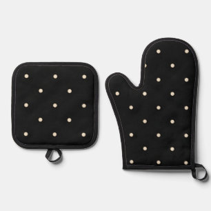 Ensemble De Gant De Cuisine Et De Manique Pois ivoiriens en noir