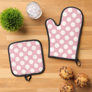 Ensemble De Gant De Cuisine Et De Manique Pois roses, Motif Pointe Polka, Points, Pointe