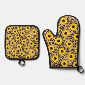 Ensemble De Gant De Cuisine Et De Manique Porte-feuille de tournesol