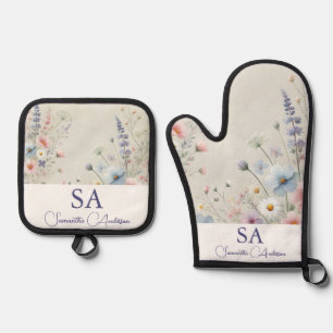 Ensemble De Gant De Cuisine Et De Manique Porte-fourneaux Fleur sauvage personnalisé Mitt & 