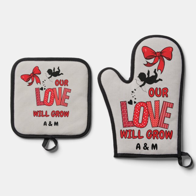 Ensemble De Gant De Cuisine Et De Manique Porte-fourneaux Mitt et Pot (Recto)