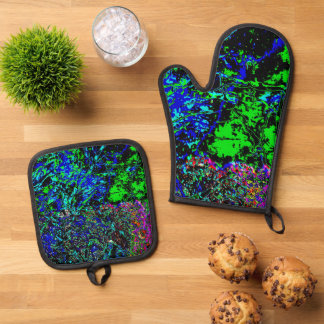 Ensemble De Gant De Cuisine Et De Manique Porte-pot et manche de cuisine à texture brillante
