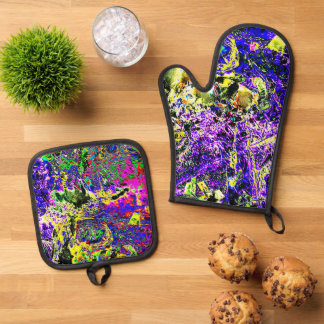 Ensemble De Gant De Cuisine Et De Manique Porte-pot et manique doux et brillants, Joie viole