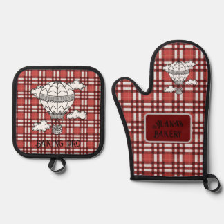 Ensemble De Gant De Cuisine Et De Manique Porte-tessons rouge joyeux