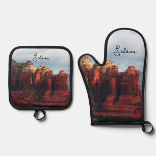 Ensemble De Gant De Cuisine Et De Manique Pot de café nuageux Rock à Sedona Arizona