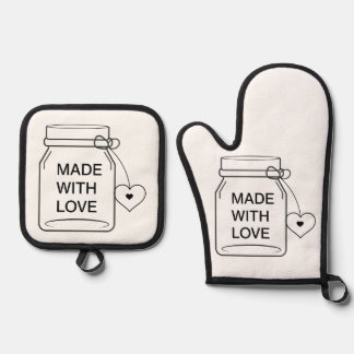 Ensemble De Gant De Cuisine Et De Manique Pot Mason Jar Cuisine Faite avec Amour