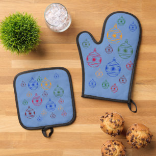 Ensemble De Gant De Cuisine Et De Manique Potholder Set - Ornements de Noël