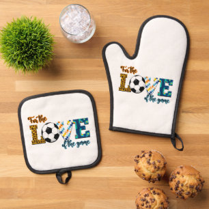 Ensemble De Gant De Cuisine Et De Manique Pour L'Amour Du Jeu Soccer Maman Leopard