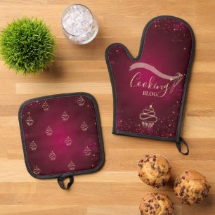 Ensemble De Gant De Cuisine Et De Manique Professionnel, moustache dorée, cupcake, cuisine b