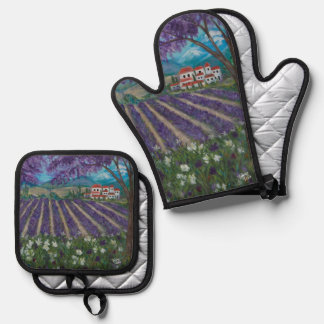 Ensemble De Gant De Cuisine Et De Manique Provence