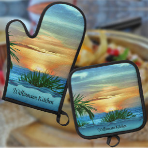 Ensemble De Gant De Cuisine Et De Manique Puerto Sunset 1557