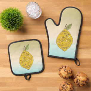 Ensemble De Gant De Cuisine Et De Manique Quand la vie vous donne des citrons ombré