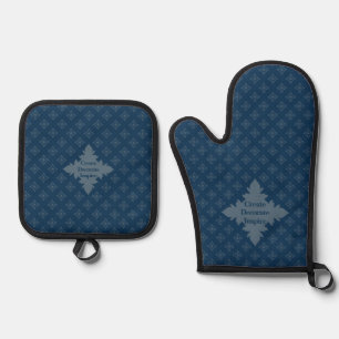 Ensemble De Gant De Cuisine Et De Manique Quatre feuilles Rosette Force aérienne Blue Foular