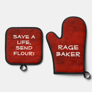 Ensemble De Gant De Cuisine Et De Manique Rage Baker Dark Red Oven Mitt et Pot Holders