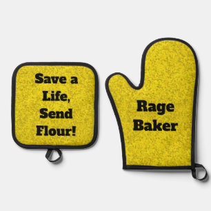 Ensemble De Gant De Cuisine Et De Manique Rage Baker Yellow Oven Mitt et Pot Holders