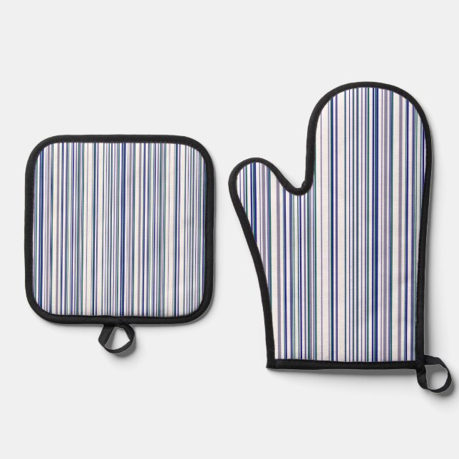 Ensemble De Gant De Cuisine Et De Manique Rayures chic moderne tendance  (Recto)