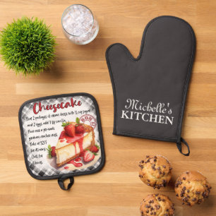 Ensemble De Gant De Cuisine Et De Manique Recette personnalisée de cuisson au gâteau au from