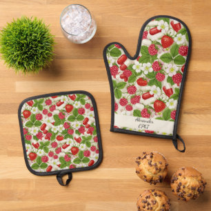 Ensemble De Gant De Cuisine Et De Manique Red Berry & Pills Pharmacie Cuisine