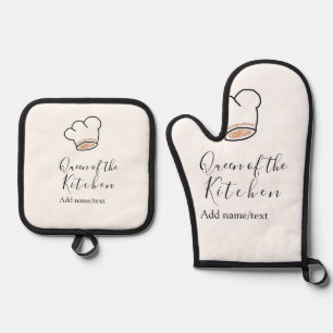 Ensemble De Gant De Cuisine Et De Manique Reine de la cuisine chef cuisine ajouter nom couro
