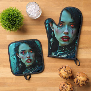 Ensemble De Gant De Cuisine Et De Manique Reine Vampire : Art de la Ténébreuse Séduction