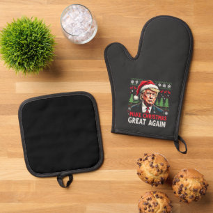 Ensemble De Gant De Cuisine Et De Manique Rendre Noël super à nouveau moche Noël Sweat Trump