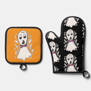 Ensemble De Gant De Cuisine Et De Manique Retro Ghosts Classic Fun Halloween Carton Vintage