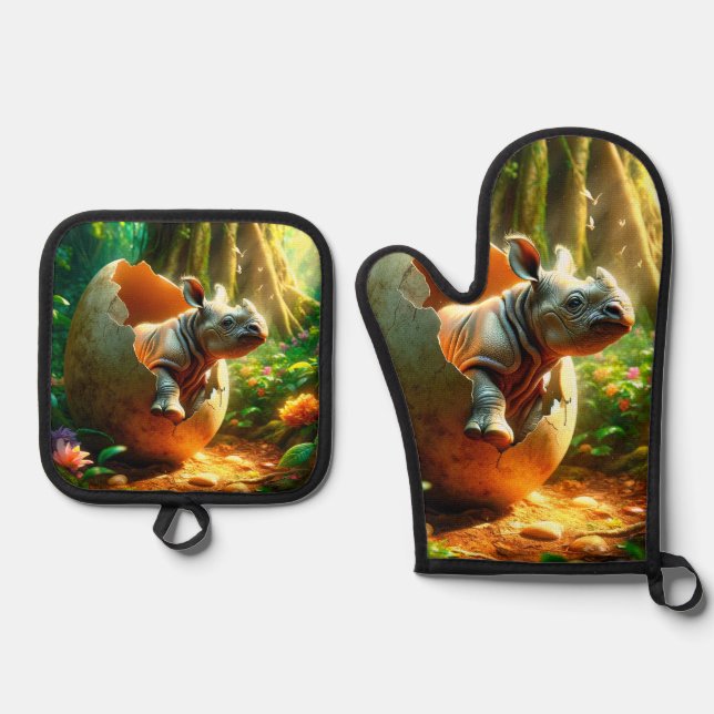 Ensemble De Gant De Cuisine Et De Manique Rhino (Recto)